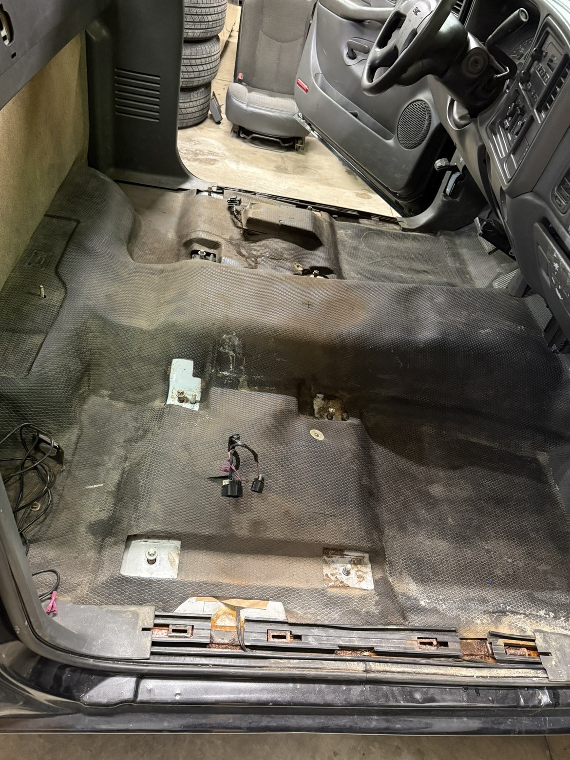 Passenger-side cab floor dirty before